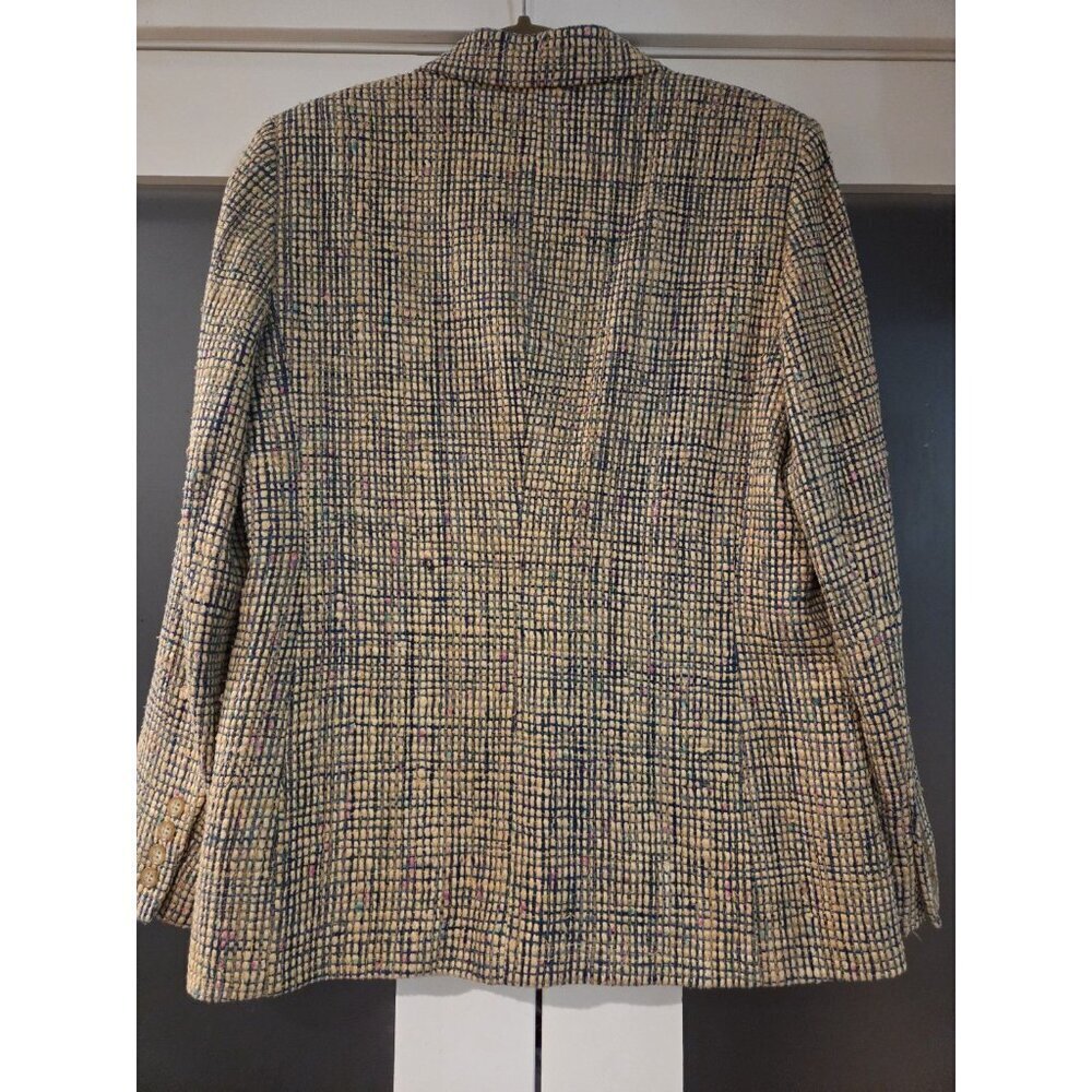 Barrie Pace Silk Tweed Blazer Women’s Size 12 Fits 8/10 Woven Jacket Made USA - Picture 3 of 13